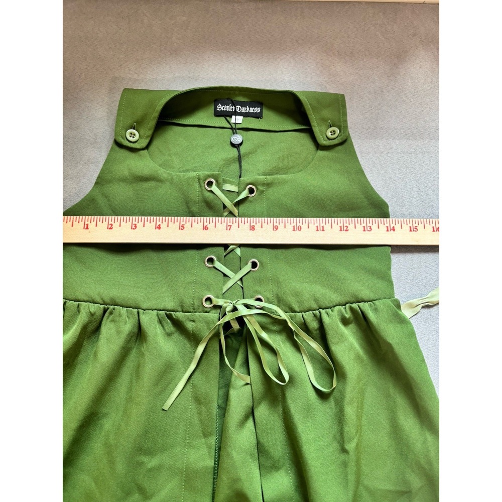 Scarlet Darkness Lace Up Over Dress Vest Dress XS Green LARP Ren Faire Peasant - Picture 4 of 12